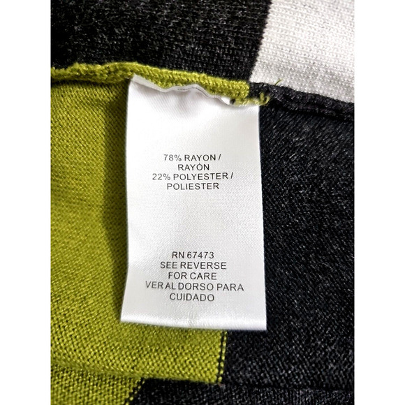Danny & Nicole ~Woman Size M~ Green/Gray Striped Sweater Knit Dress 3/4 Sleeve. - Picture 7 of 11